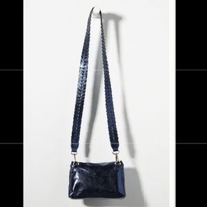 NWOT Anthropologie Envelope Crossbody Bag Braided Strap Black